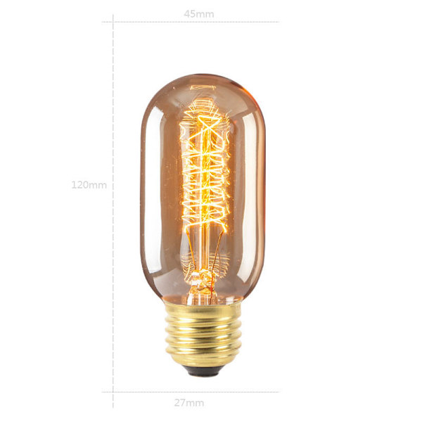 12 T45 Edison-lampor 40W Retro Spiral Wolframlampa 220V