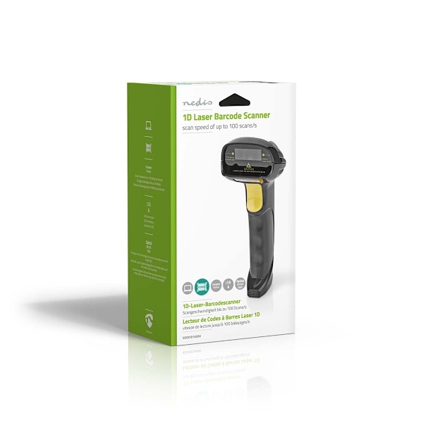 Stregkodelæser | Laser | Kablet | 1D lineær | USB-strøm | USB 2.0