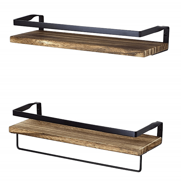 Rustic floating wall shelves with rails decorative storage