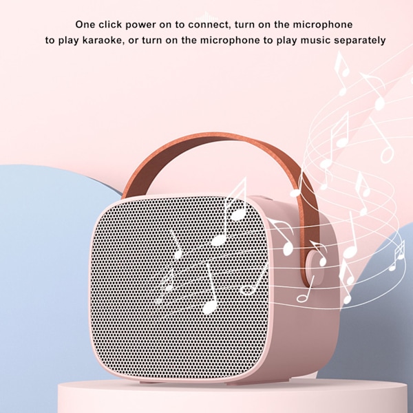 Mini Karaoke-laite, Kannettava Bluetooth-kaiutin 2 Langattomalla Mikrofonilla Lapsille ja Aikuisten Pinkki