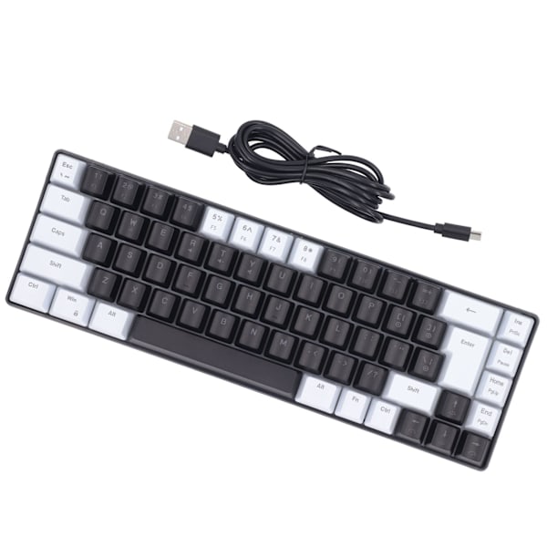 Membran Gaming Tastatur 68 taster RGB Baggrundsbelyst Ergonomisk USB-interface Computertastatur til Win System Office Familie Hvid Sort