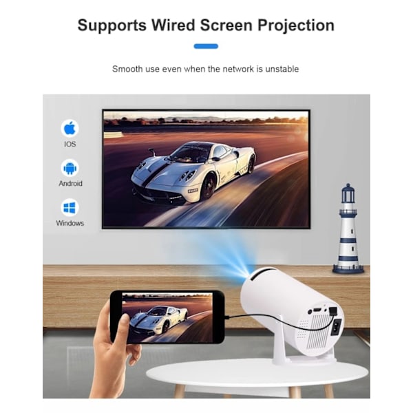 Mini Kannettava 2K Projektori Kaukosäätimellä, Automaattinen Keystone, 2K