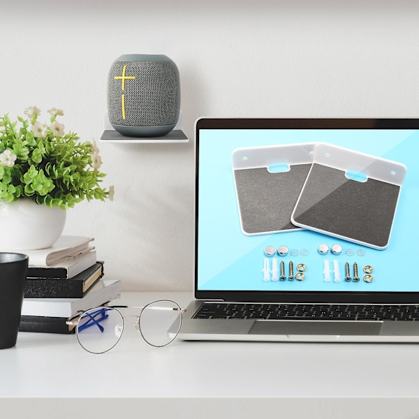 2-pak vægmonteret højttalerstand, akryl vægmonteret displayhylde til Bluetooth-højttaler, webcam, mobil