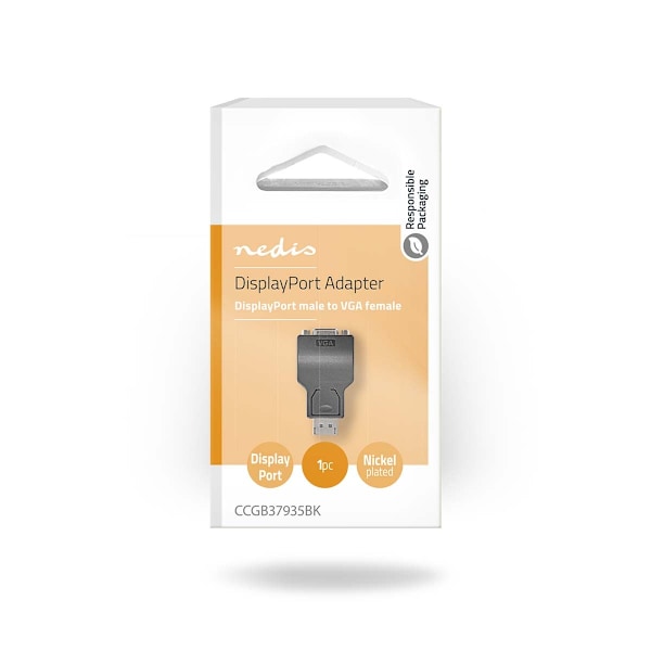 DisplayPort-sovitin | DisplayPort uros | VGA naaras 15p | 1080p | Nikkelipinnoitettu | Suora | Pyöreä | ABS | ABS | Musta | Laatikko