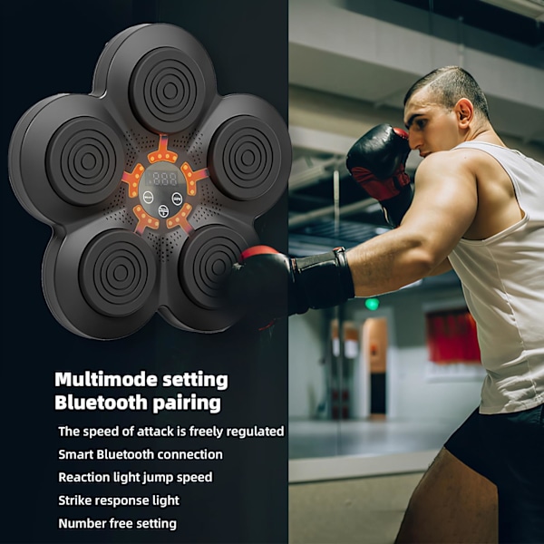 Boxningsmaskin med musik Elektronisk boxare Bärbar väggmonterad Bluetooth musik Elektronisk boxare Present till barn och vuxna Endast boxningsmaskiner