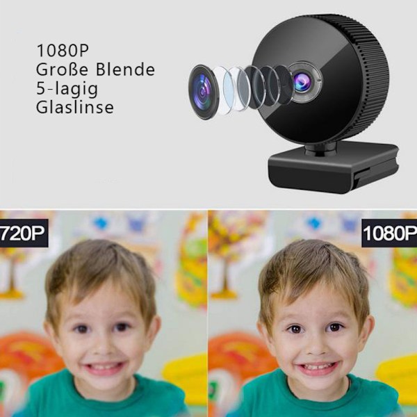 eMeet Webkamera 1080P - C950 Full HD-webkamera med automatisk lyskorrigering, mikrofon med støyreduksjon, 70° vidvinkel, webkamera med elektronisk