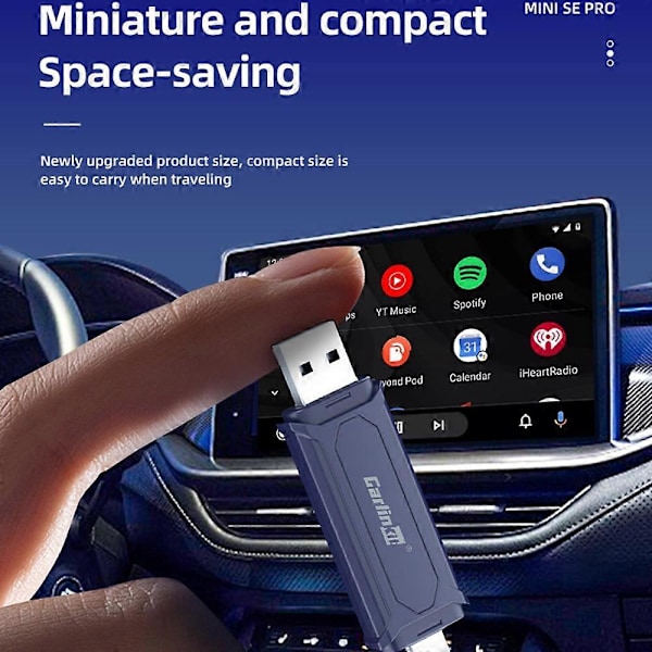 För CARLINKIT Mini SE Pro Langaton CarPlay Android Auto Auto Päivitys USB-A Type-C Kaksoisporttisovitin