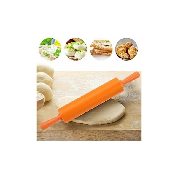 Klibfri Silikone Kagerulle til Dej, Brød, Kager, Fondant, Pizza (Orange)
