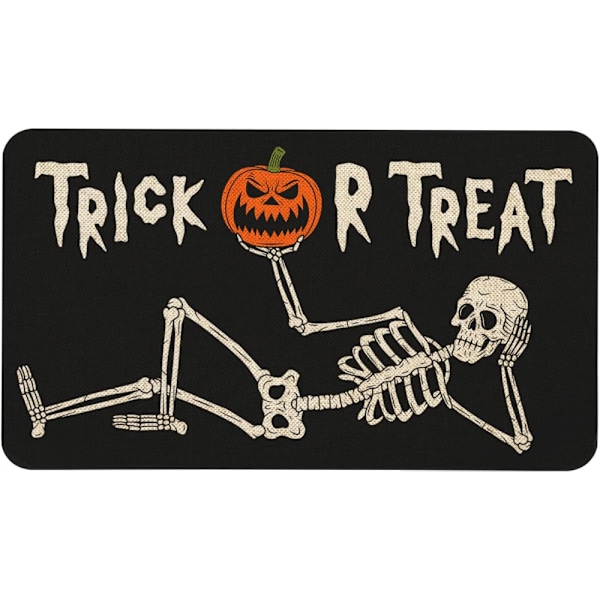 Halloween Dørmatte Skalle (50*80cm) Trick or Treat Dørmatte Sklisikker Halloween Dekor Gummi Velkomstmatte