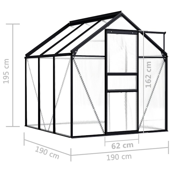 vidaXL Växthus antracit aluminium 3,61 m³