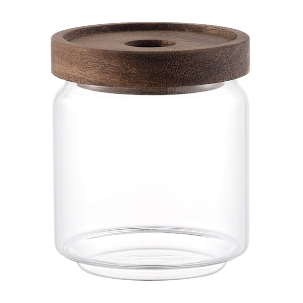 Lufttett glassbeholder Klara beholdere Kornbeholder Matlagringsflasker Kaffe Te Oppbevaringskrukke med trelokk