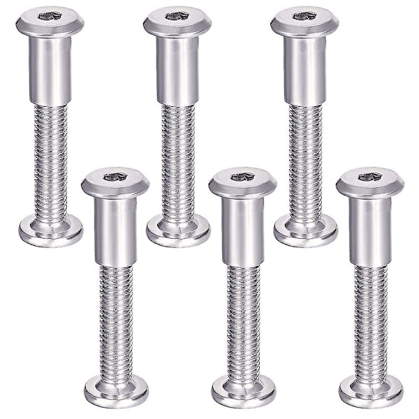 Möbelkopplingsskruvar 6 st Möbelmonteringsskruvar med M6-bult 304 Rostfritt stål Kopplingsskruvar M6 X 35mm (FMY)