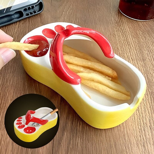 Sjov pommes frites tallerken personlig skrivebord askebæger ornament boligindretning