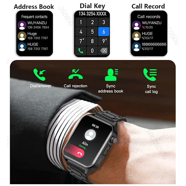 Ny NFC Smartwatch Herr AMOLED HD-skärm Alltid på-display Bluetooth-samtal IP68 Vattentät Smartwatch Dam för Huaw
