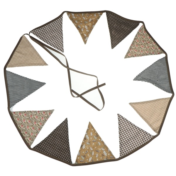 12 Flaggor Vintage Tyg Vimpel Bröllopsvimpel Bunting Banner G