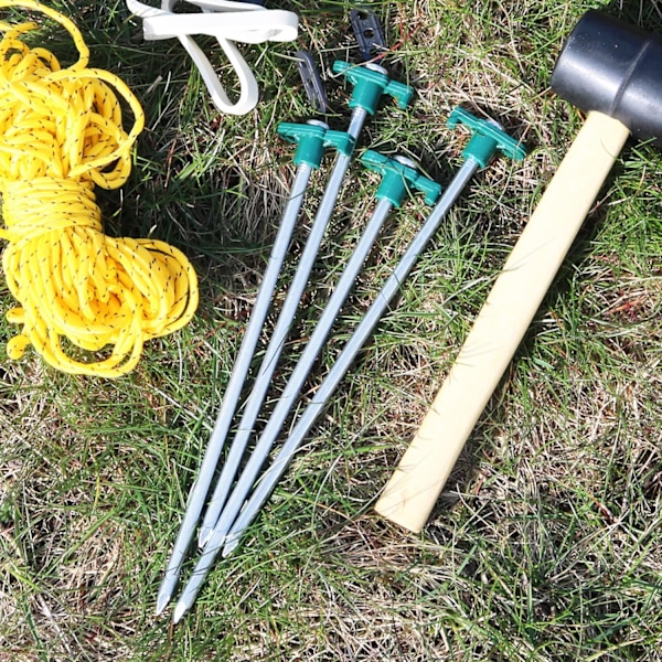 8X Tältpinnar i Stål - Långa, Hållbara Pinnar med Plasthuvud för Camping