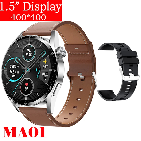 Ny Smartklocka Herr Android GT3 IP68 Vattentät NFC Smartwatch Trådlös Laddning Bluetooth Samtal Herrklocka för Br Le-Bl Si