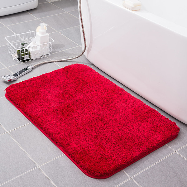 Thick velvet floor mat, absorbent anti-slip mat for bathroom (red, 40*60 cm),