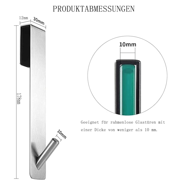 Brusere, sæt med 2 kroge til bruservæg uden boring med skum beskyttelse, håndklæde kroge i rustfrit stål, brusere holder til håndklæde,