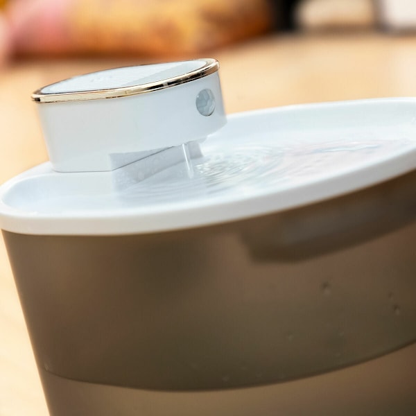 Oppladbar kattefontene med sensor