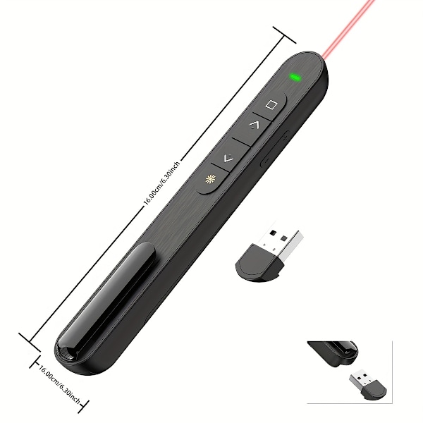 1 stk, Trådløs Presentasjonsfjernkontroll, Plug and Play Presentasjonsfjernkontroll, Passer for PC/bærbar og mer