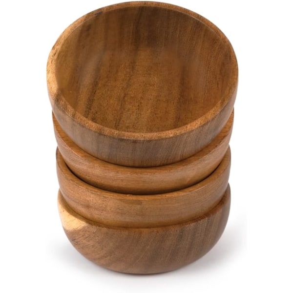 Acacia Wood Fruit Bowl Food Serving Dish Dining Room Decor Absolutely Beautiful with Your Kitchen (Set of 4) (10X6CM)