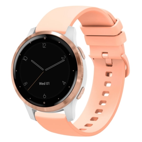 För Garmin Vivoactive 4S 18mm enfärgad mjuk klocka Pink