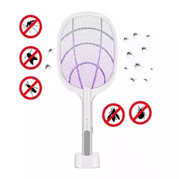 Elektrisk Flugsmällare, 2 i 1 Bug Zapper Laddningsbar, Kraftfull Myggfälla Lampa & Fruktflugedödare med UV-Ljus för Inomhus Hem Kontor Bakgård