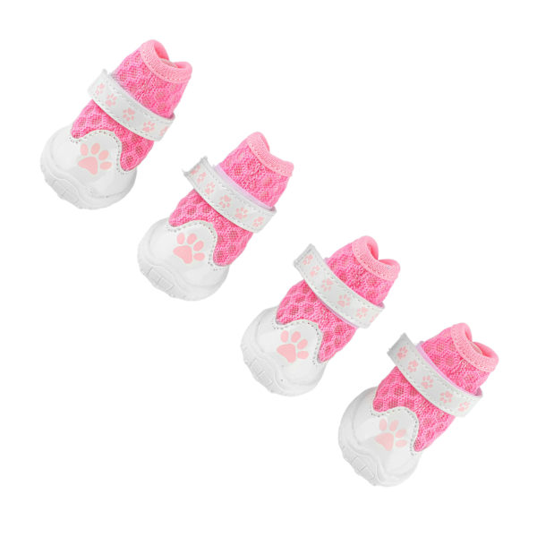 4 st Hundskor Sommar Trendiga Ventilerande Mesh Lätta Halkfria Hundtasskydd för Utomhuspromenader Rosa