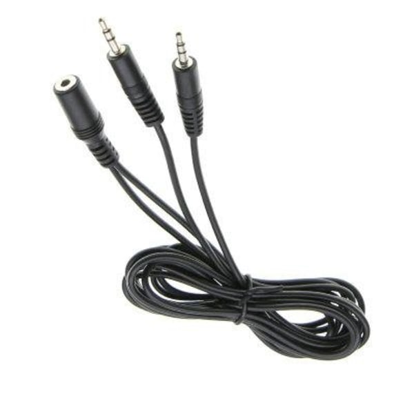 2 stk. 3,5 mm hun til 2 han Y Splitter Audio kabel 1,5 meter Sort
