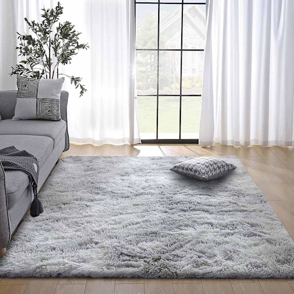 (80x160cm, Grey) Fluffy shaggy carpet Soft non-slip carpet for bedroom L