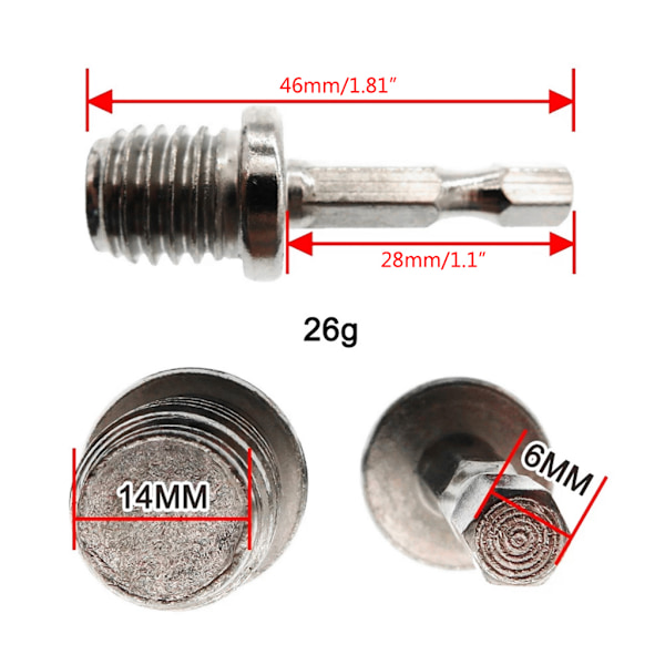 2 stk/ sæt Hexagon Borchuck Vevstangsadapter 1/4 M14 Polerskiva Tilslutning Hexagon Vevstangstilbehør