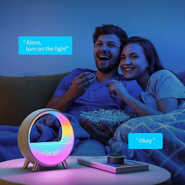 LED Wake Up Light Färgglad väckarklocka Nattlampa Solnedgångssimuleringslampa Bluetooth-kompatibel högtalare