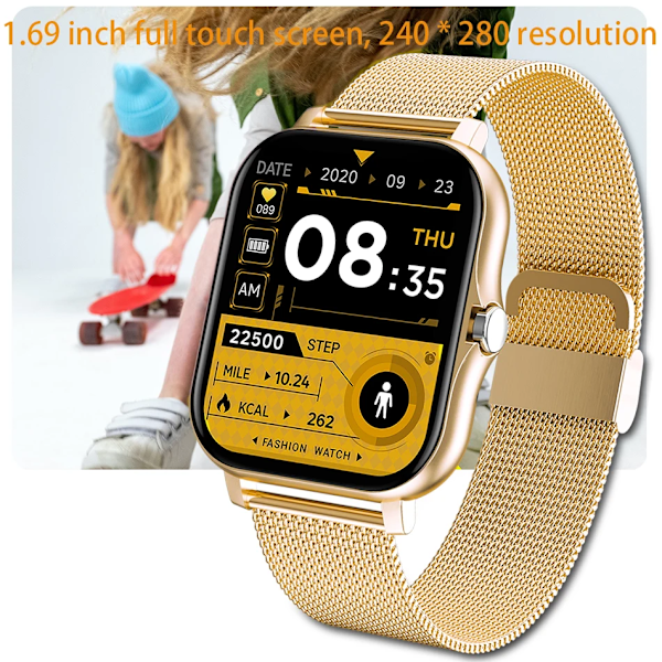 LIGE Ny Bluetooth Samtal Smart Klocka Dam Röstassistent Sport Fitness Armband Vattentät Lday Smartwatch Herr För Android Ios Mesh-armband yin färg
