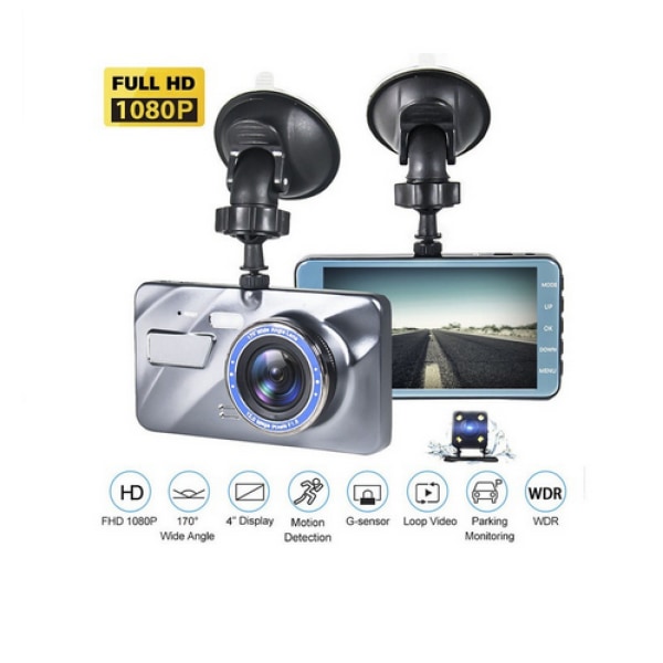 Dashcam för bilar, 4'' IPS-skärm Dash Cam FHD 1080P bilkamera