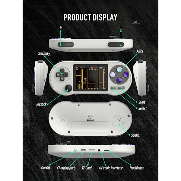 DATA FROG SF2000 Bærbar håndholdt spillekonsol 3 tommer IPS Retro spillekonsoller Indbyggede 6000 spil Retro videospil til bar