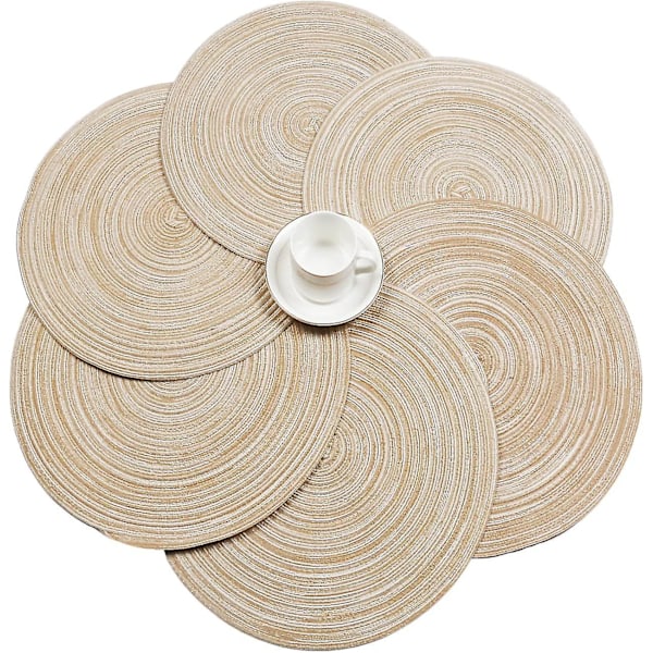 Runda vävda placemats set om 6.36 cm runda bomullsplacemats tvättbara värmebeständiga