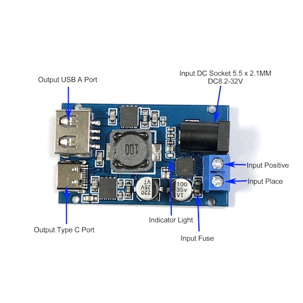 Buck Converter Module DC 8.2-32V Input to DC 3-20V Output QC 3.0 Quick Charging Board for Phone