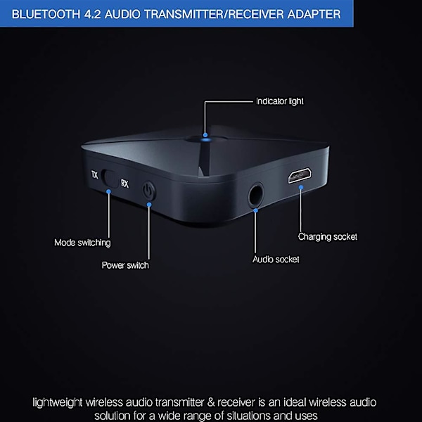 Bluetooth 5.0 -lähetin/vastaanotin, 2-in-1 Bluetooth-sovitin TV-/autojärjestelmään