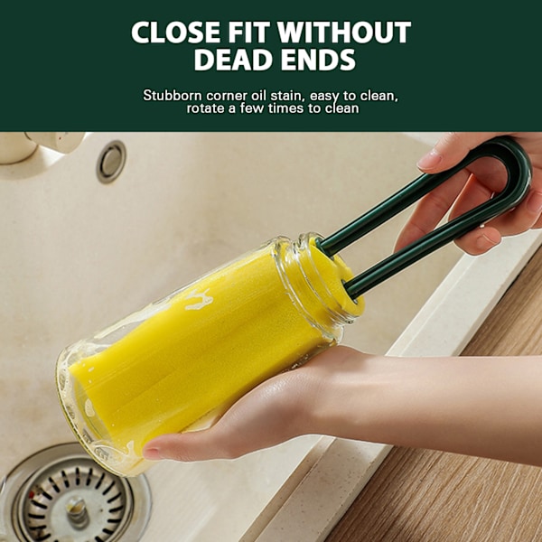 High Density Sponge Cup Brush with Long Handle Reusable Water Bottle Brush