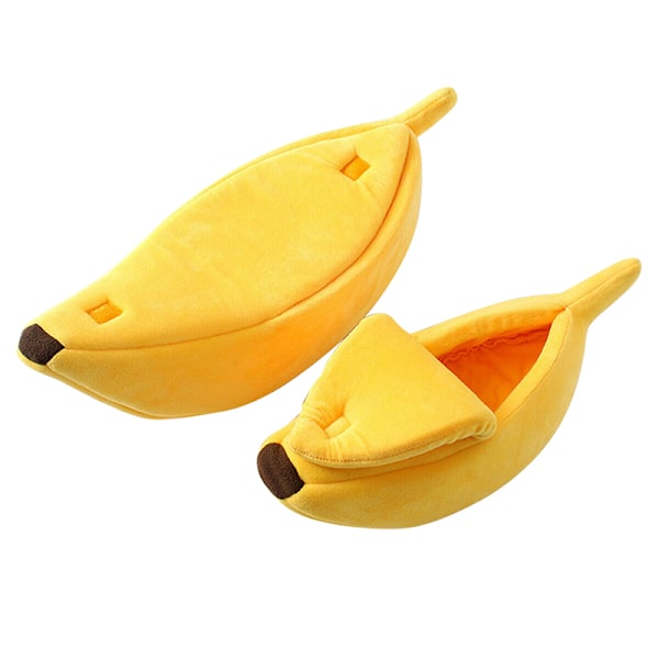Bananskall Kattehus Søt sengematte Myk plysj polstringpute for kattunger Khaki