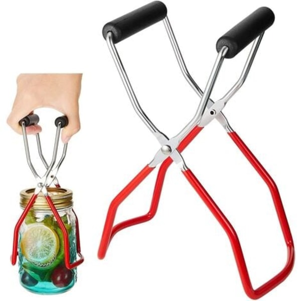 Burklyftare med gummigrepp Verktygssats Rostfritt stål Handtag Lång burktång Anti Jar Lifter Glasburklyftare (röd)