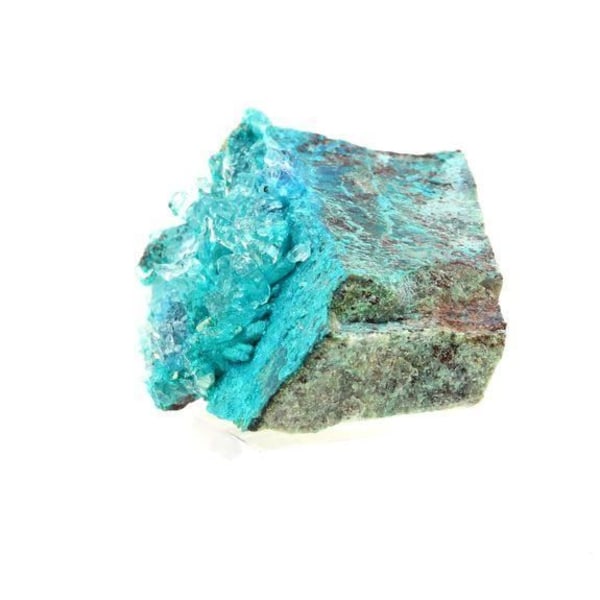 Stenar och mineraler. Dioptas + Shattuckite + Kvarts. 1428,0 cent. Milpillas gruva, Sonora, Mexiko.