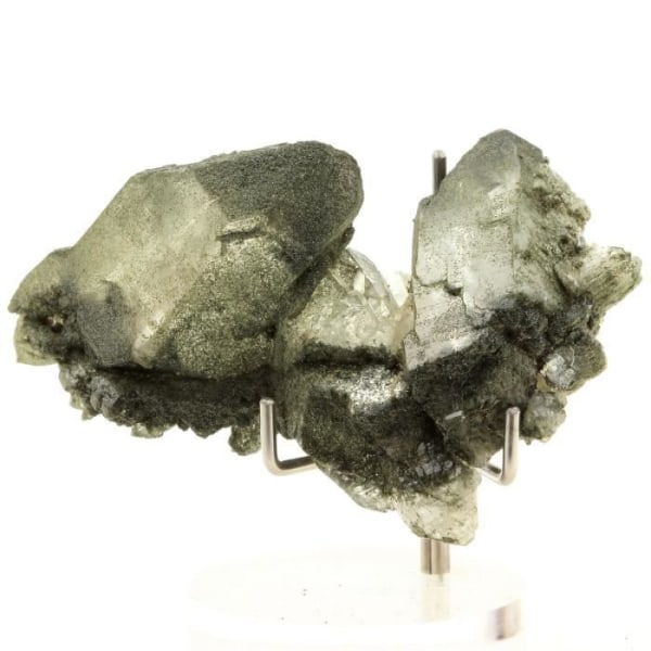 Stenar och mineraler. Soul quartz (faden quartz) + Klorit. 202,0 cent. Les Chapieux, Savoie, Frankrike.