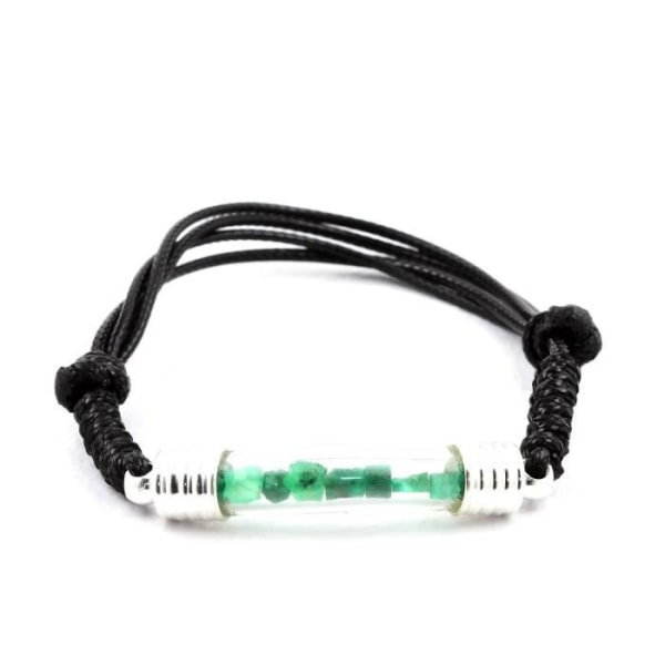 Raw Emerald armbånd - ABIJOUX - Justerbar fra 16 til 24 cm - Krystal - Sort Svart