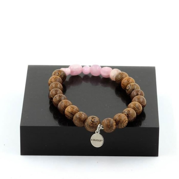 Armband - ABIJOUX - Kunzit från Brasilien - 8 mm träpärlor - Längd 19-20 cm - Unisex Rosa