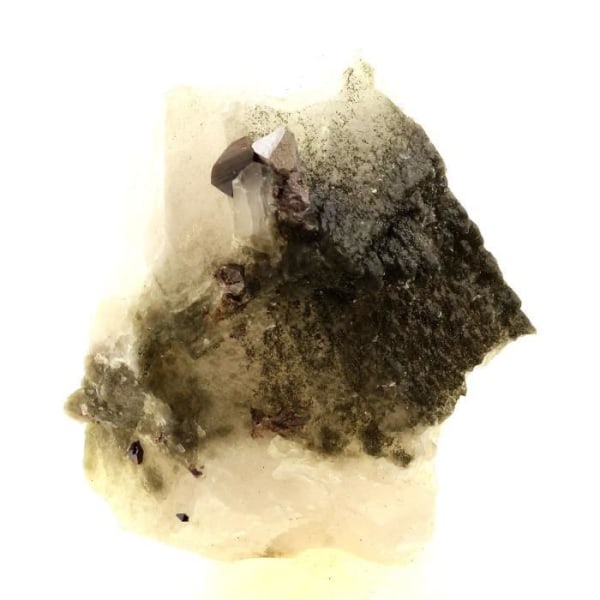 Stenar och mineraler. Anatas + Kvarts + Klorit. 288,0 cent. Les Rousses, Vaujany, Isère, Frankrike..