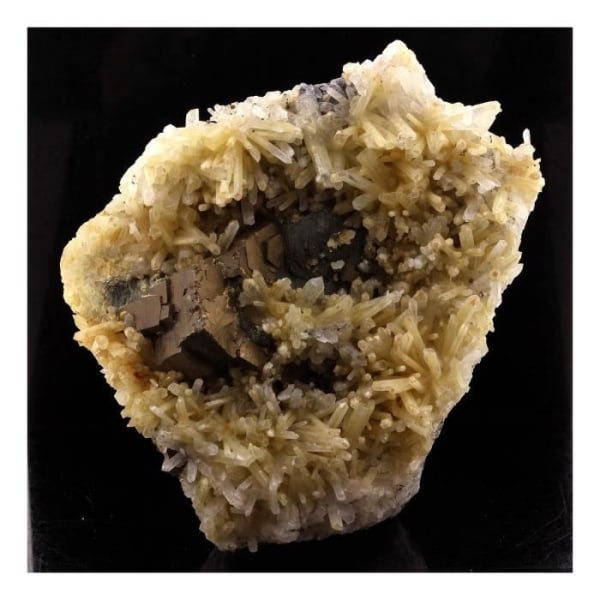 Stenar och mineraler. Pyrrhotite + kvarts. 1508,0 cent. Nikolaevskiy-gruvan, Dalnegorsk, Ryssland.