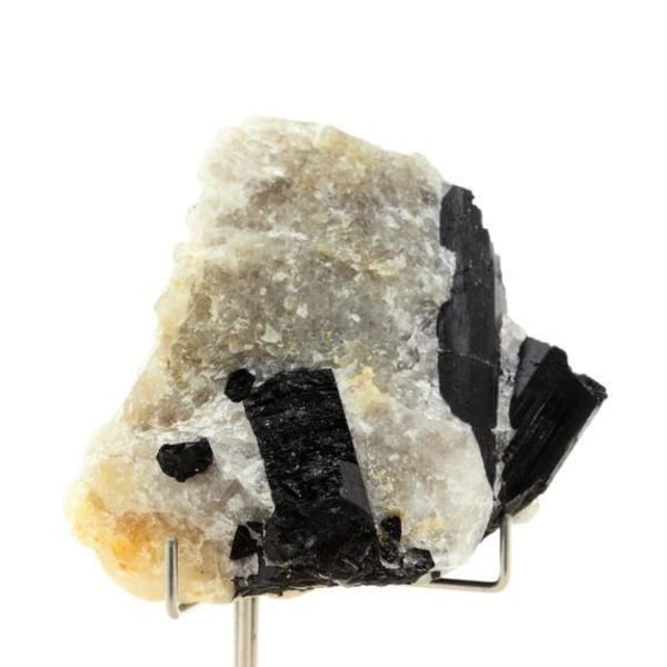 Sten og mineraler. Schorl turmalin + kvarts. 880,75 øre. Beauchaud, Puy-de-Dôme, Frankrig.