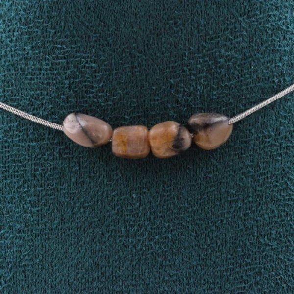 Stenar och mineraler. 4 Andalusit pärlhalsband från USA. Rostfri kedja Halsband för kvinnor, män. Anpassningsbar storlek